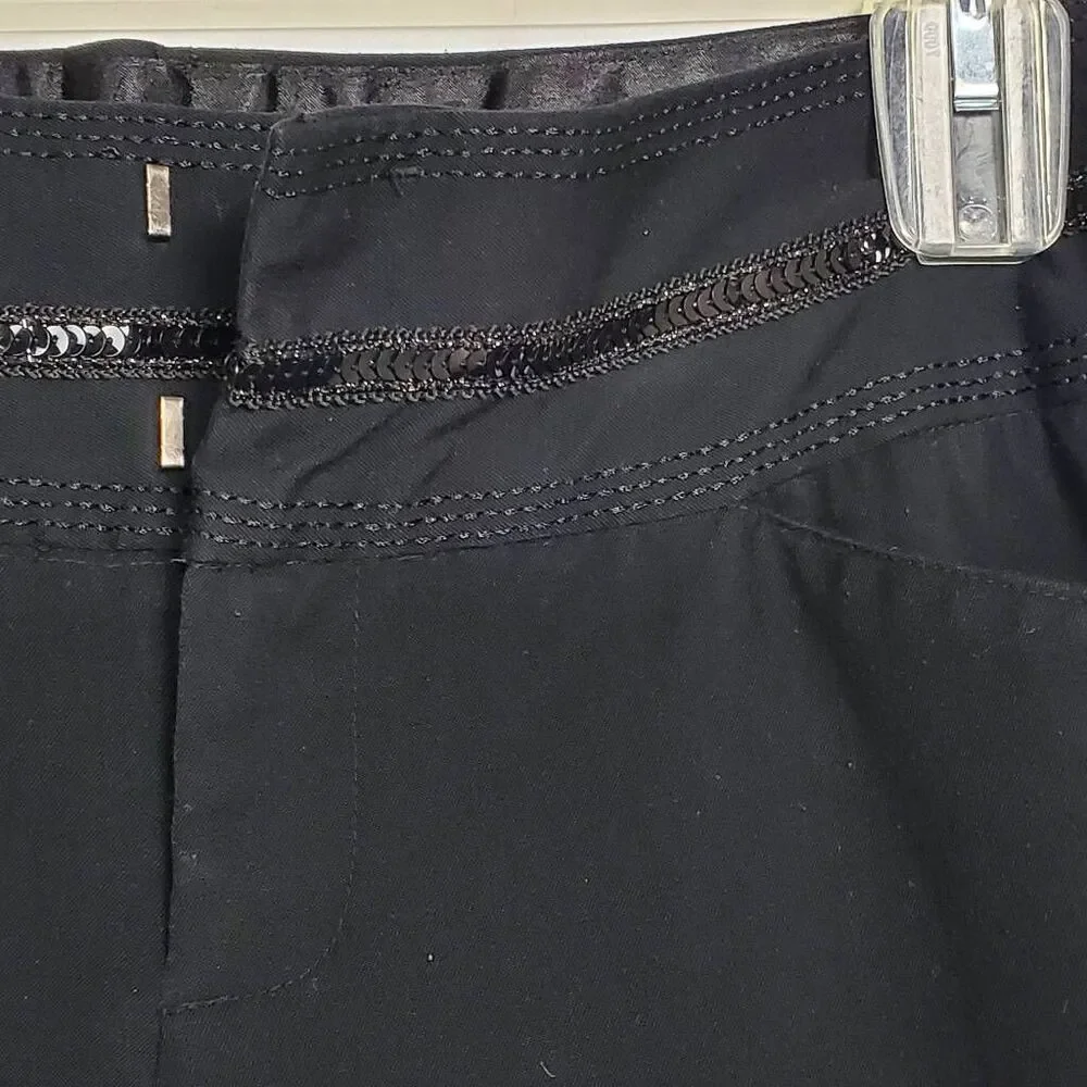 Maurices Size 1/2 Black Stretch Sequin Trim Flare Pants
